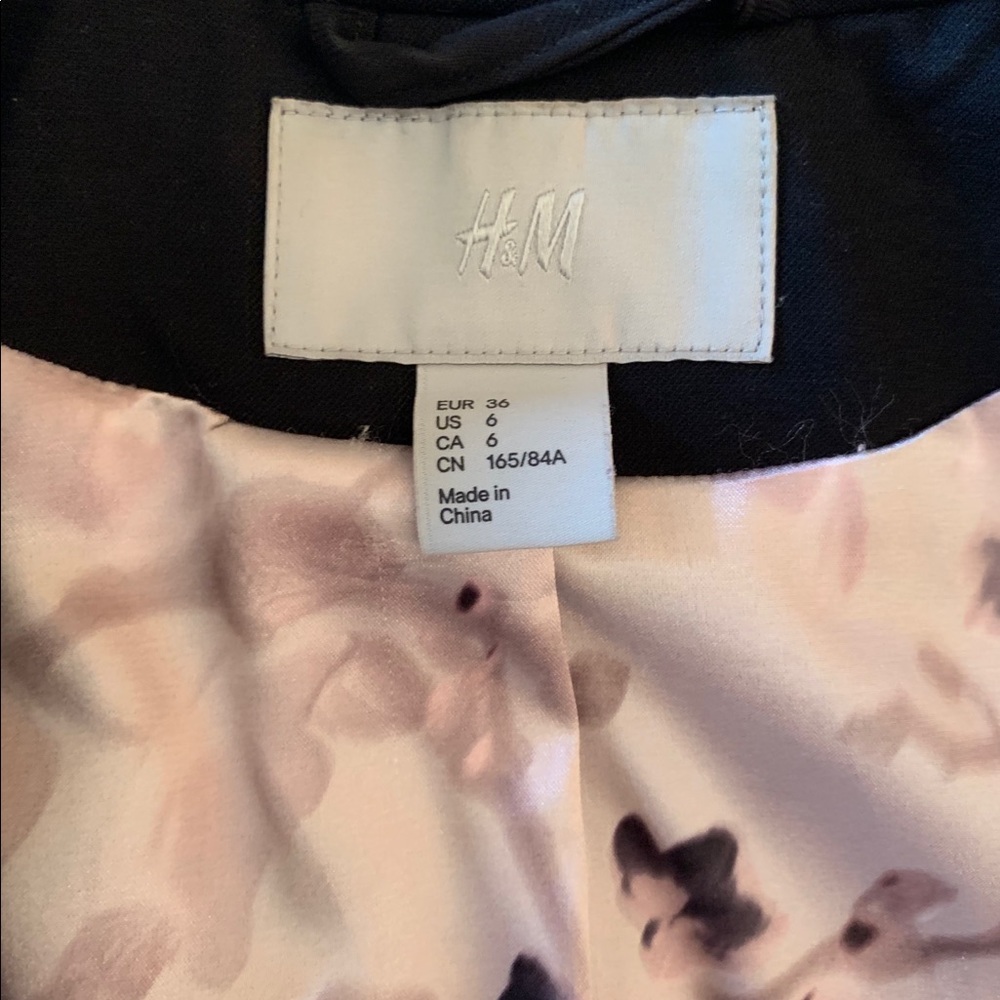 H&M black blazer floral